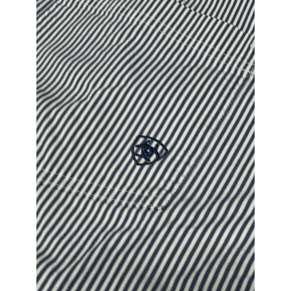 Ariat Shirt Men's 2XL Blue White Pro Series Striped Button Down Long Sleeve - Picture 7 of 9